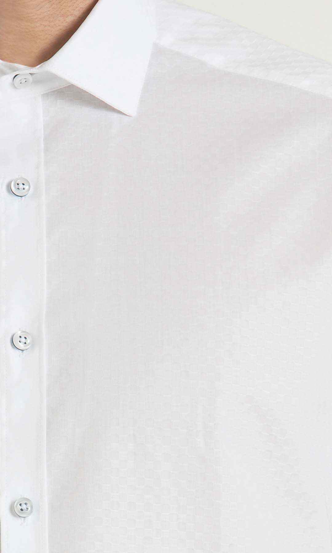 Beyaz Desenli Regular Gömlek