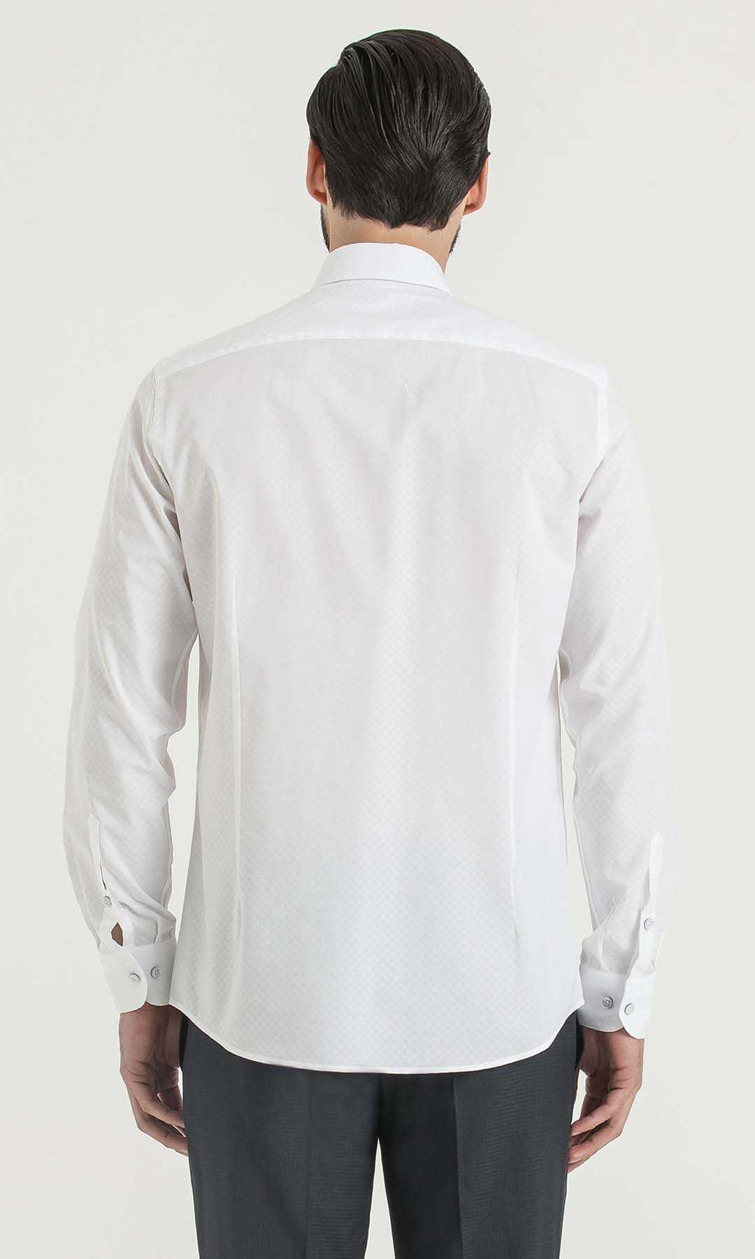 Beyaz Desenli Regular Gömlek