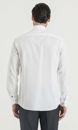 Beyaz Desenli Regular Gömlek - Thumbnail