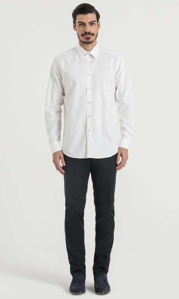 Beyaz Desenli Regular Gömlek - 2