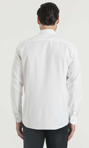 Beyaz Desenli Regular Gömlek - 4