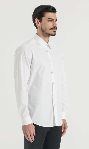 Beyaz Desenli Regular Gömlek - 3