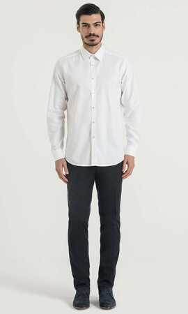 Beyaz Desenli Regular Gömlek - 6