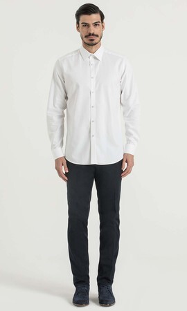 Beyaz Desenli Regular Gömlek - 6