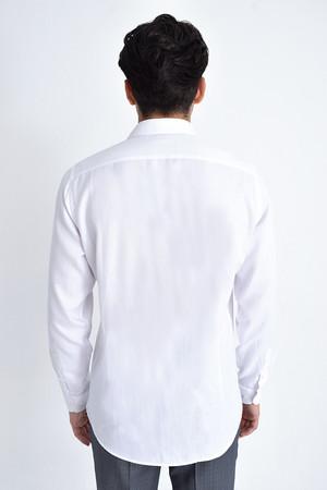 Beyaz Desenli Regular Gömlek - Thumbnail
