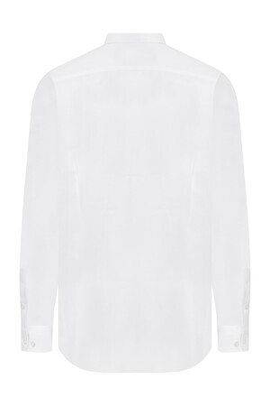 Beyaz Slim Fit Armürlü Gömlek - Thumbnail