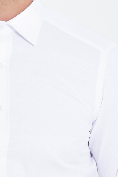 Beyaz Slim Fit Armürlü Gömlek - 3