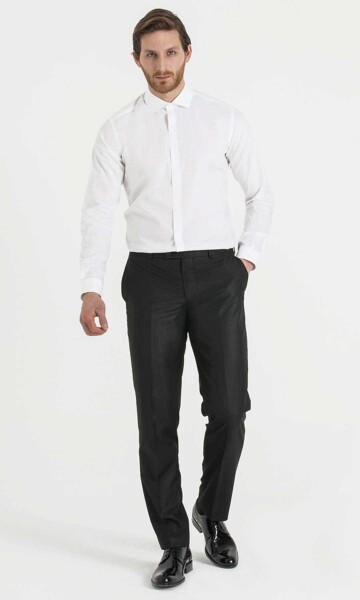 Beyaz Desenli Slim Fit Gömlek - 2