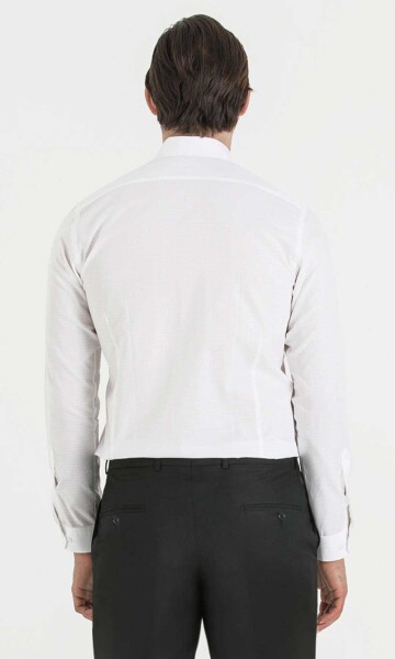Beyaz Desenli Slim Fit Gömlek - 4