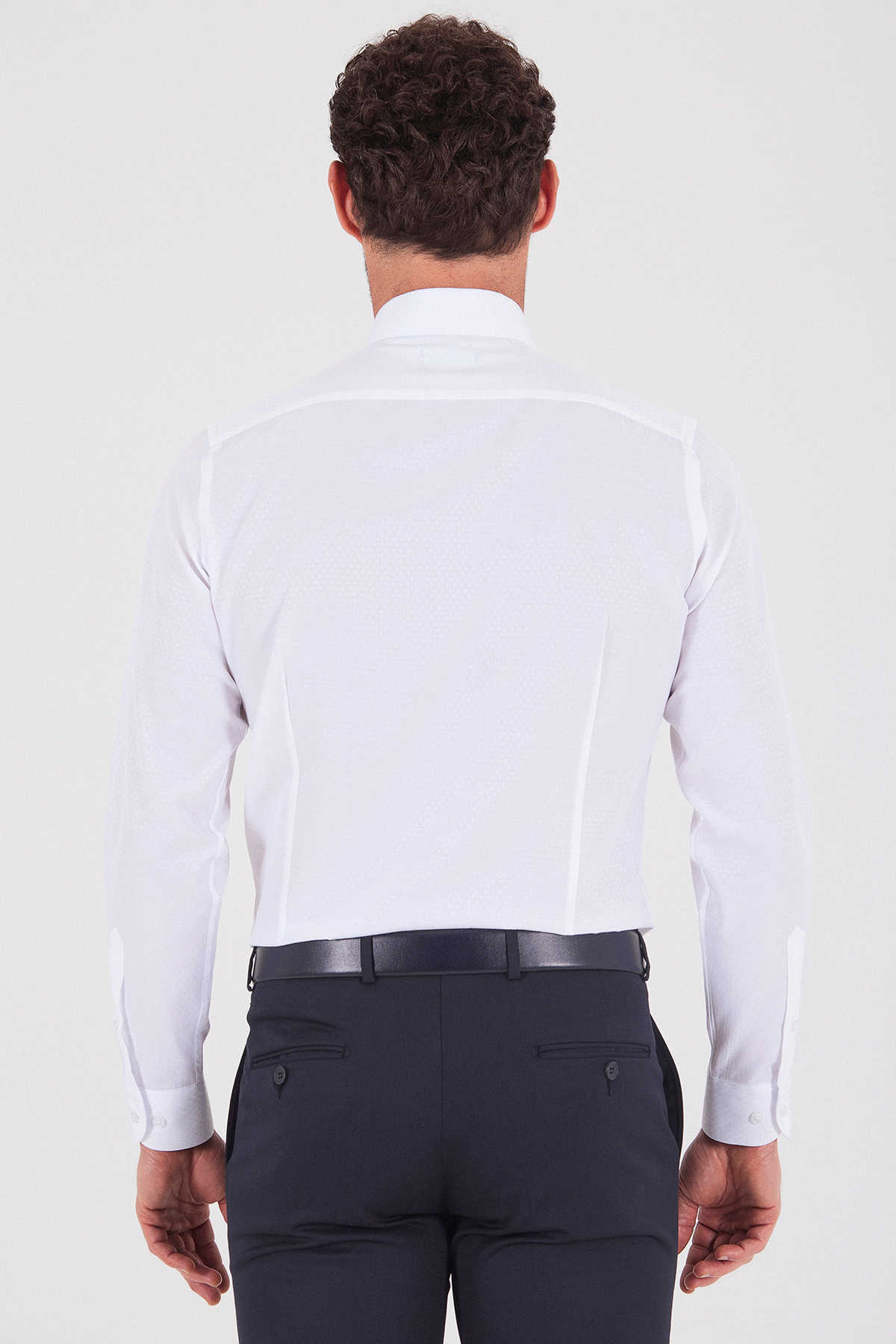 Beyaz Desenli Slim Fit Gömlek - 4