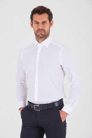 Beyaz Desenli Slim Fit Gömlek - 5