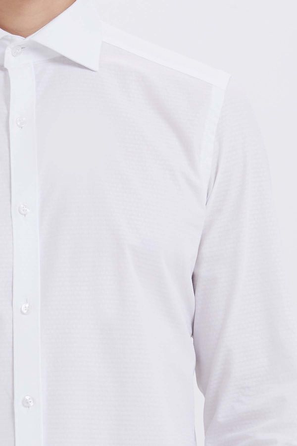 Beyaz Desenli Slim Fit Gömlek