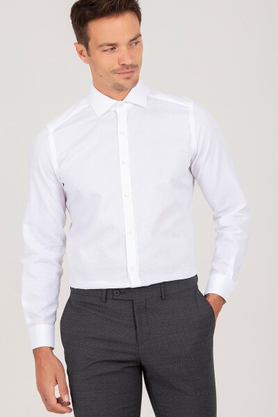 Beyaz Slim Fit Desenli Gömlek - 3