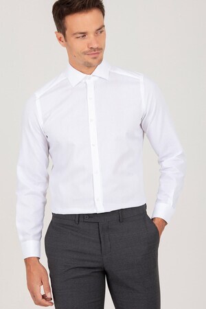 Beyaz Slim Fit Desenli Gömlek - 6