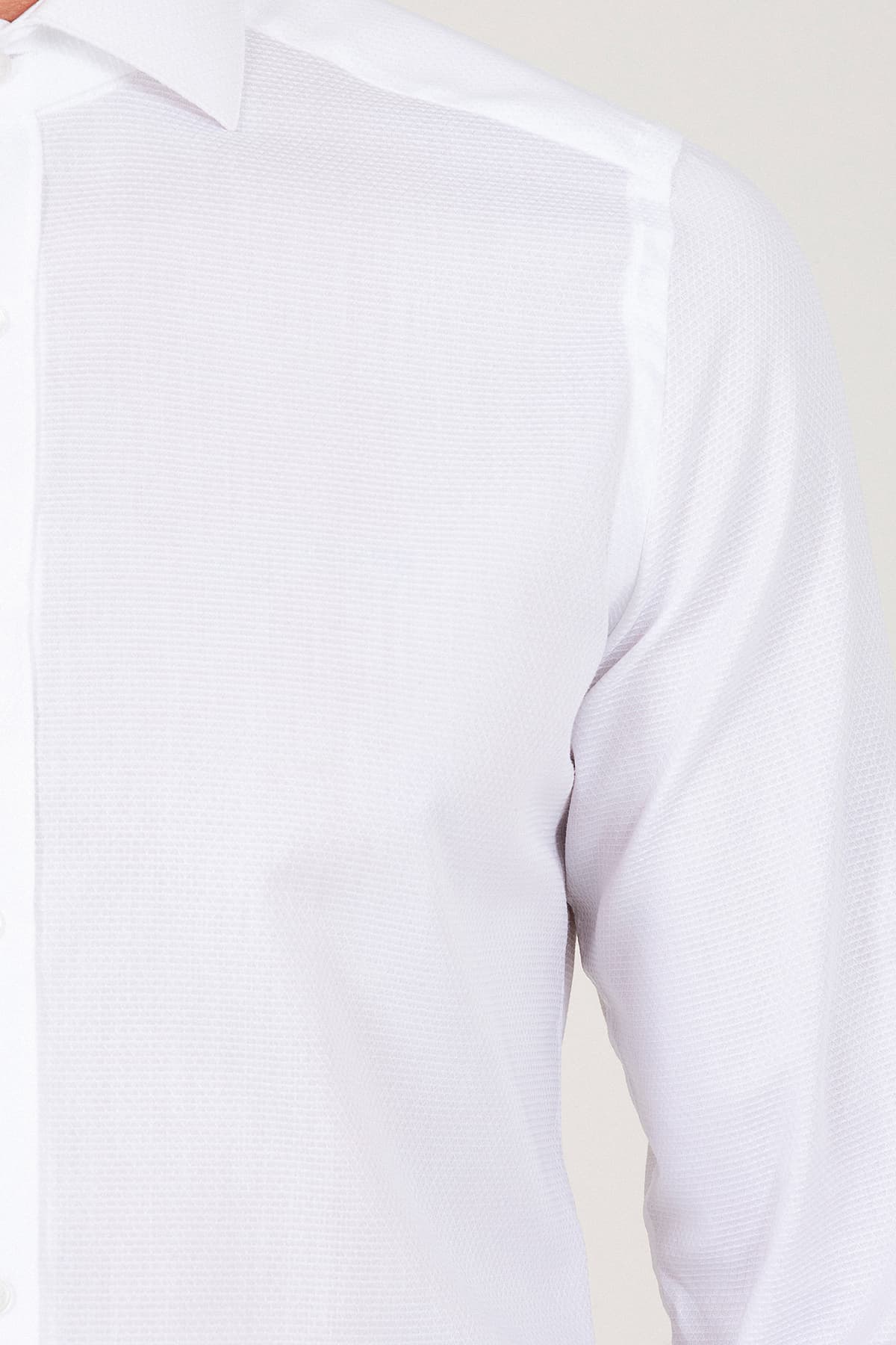Beyaz Slim Fit Desenli Gömlek