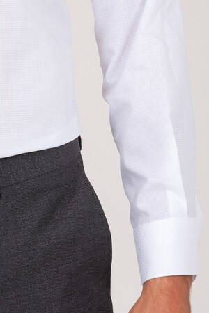 Beyaz Slim Fit Desenli Gömlek - Thumbnail