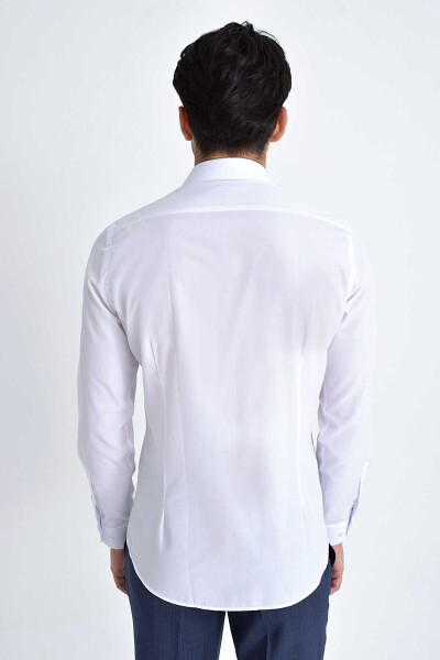 Slim Fit Beyaz Spor Gömlek - Thumbnail