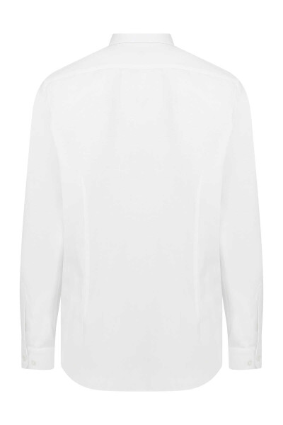 Slim Fit Armürlü Beyaz Gömlek - 2