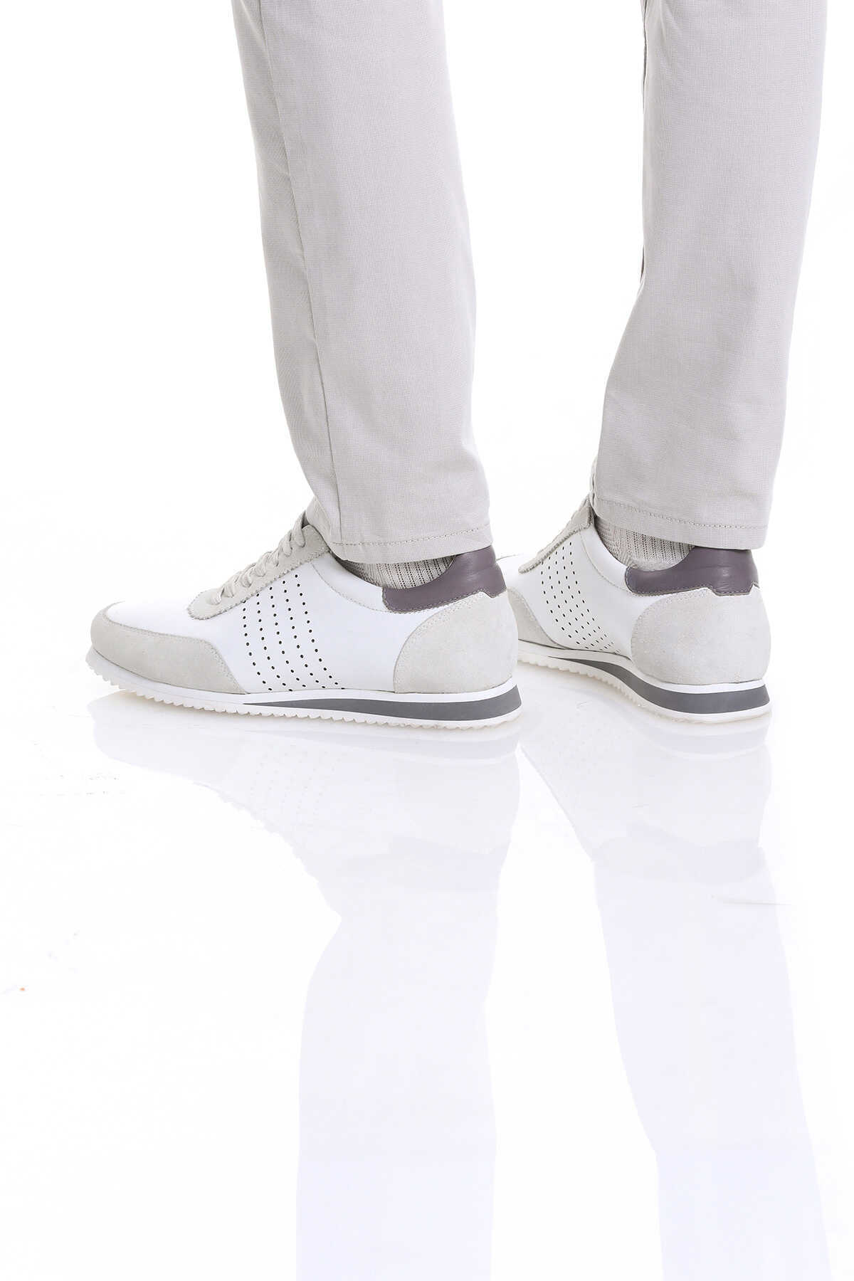 Beyaz Deri Sneaker - 8