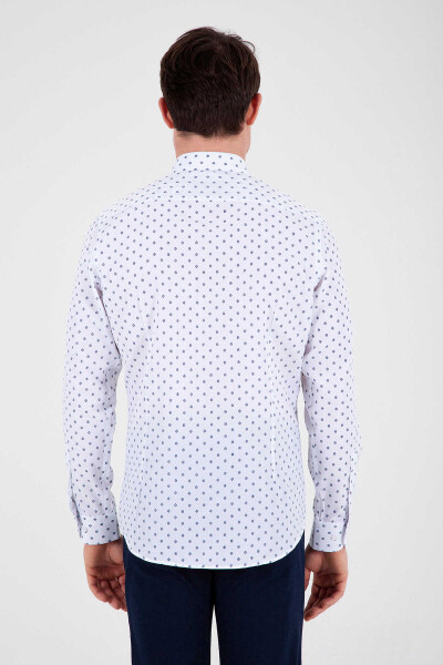 Beyaz Desenli Regular Fit Gömlek - 4