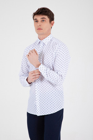 Beyaz Desenli Regular Fit Gömlek - 5