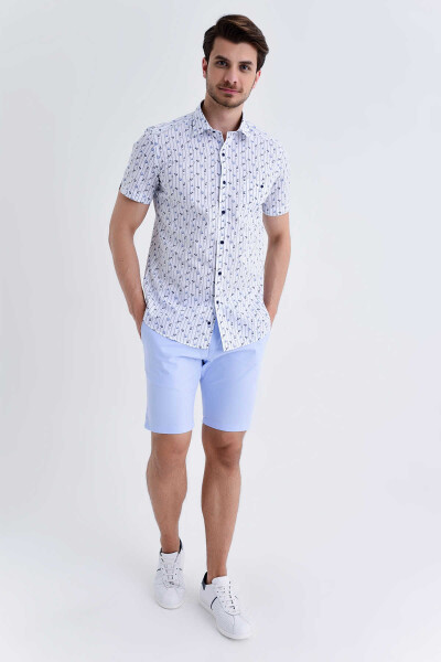 Beyaz Desenli Slim Fit Gömlek - 2