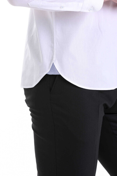 Beyaz Slim Fit 100% Pamuk Slim Yaka Uzun Kollu Klasik Gömlek - 8