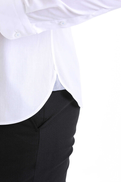 Beyaz Slim Fit 100% Pamuk Slim Yaka Uzun Kollu Klasik Gömlek - 10