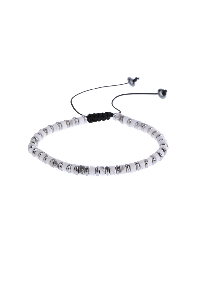 Beyaz Hematit Taşlı Erkek Bileklik - Hatem Saykı