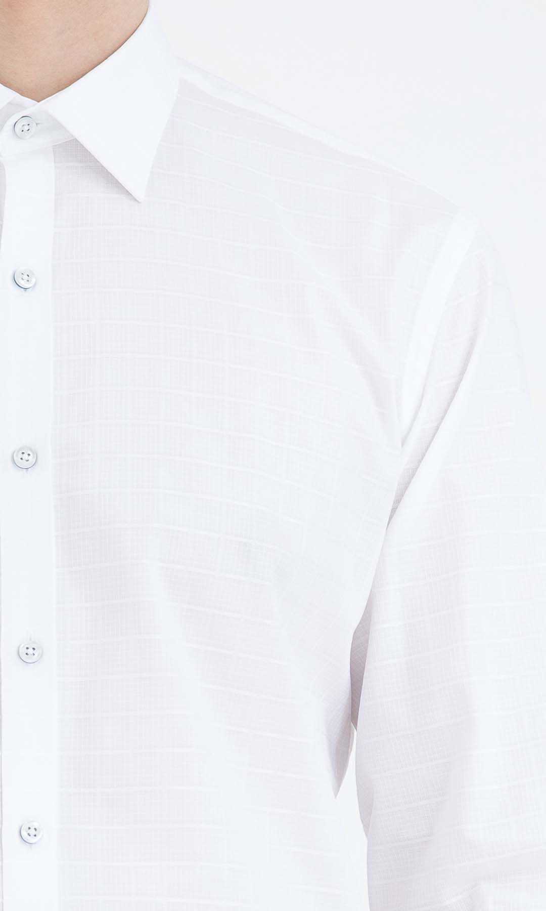 Beyaz Kareli Slim Fit Gömlek