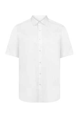 Beyaz Kısa Kol Klasik Gömlek - Thumbnail