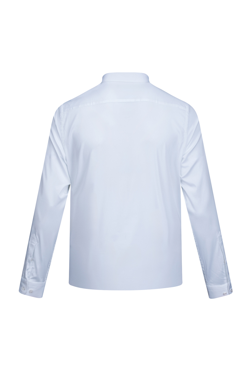 Beyaz Klasik Fit Slim Yaka Uzun Kollu Pamuklu Saten Gömlek - Saykı (1)