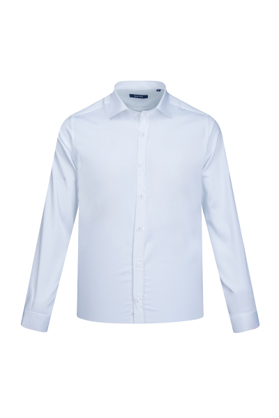 Beyaz Klasik Fit Slim Yaka Uzun Kollu Pamuklu Saten Gömlek - 1