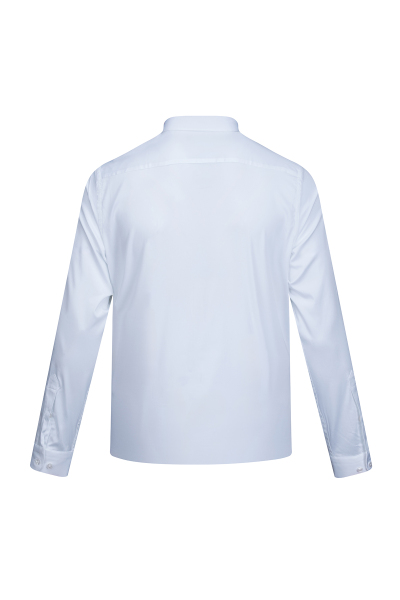 Beyaz Klasik Fit Slim Yaka Uzun Kollu Pamuklu Saten Gömlek - 3