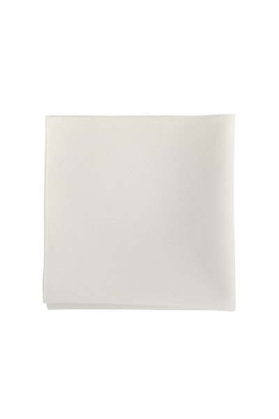 Beyaz Klasik Saten Tek Mendil - 1