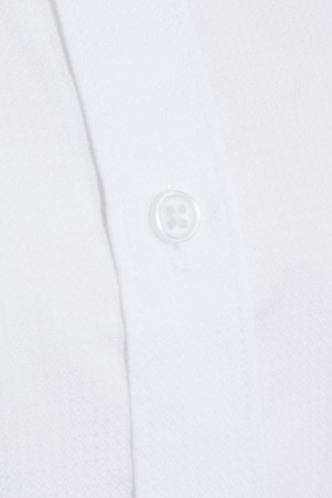 Beyaz Comfort Fit Desenli 100% Pamuk Slim Yaka Manşetli Uzun Kol Klasik Gömlek - Thumbnail