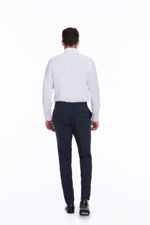 Beyaz Comfort Fit Düz Pamuklu Slim Yaka Uzun Kollu Klasik Gömlek - Thumbnail