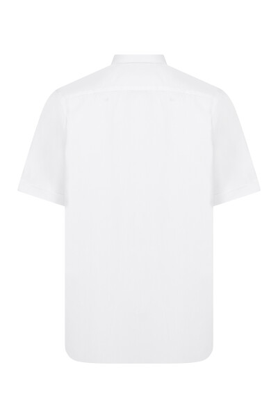 Beyaz Cepli Kısa Kol Klasik Gömlek - 2