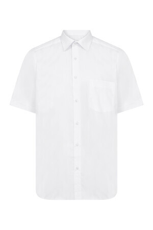 Beyaz Cepli Kısa Kol Klasik Gömlek - 6