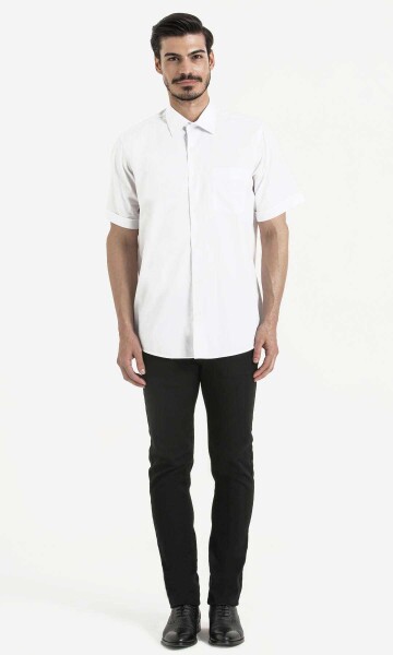 Kısa Kol Beyaz Klasik Gömlek - 2