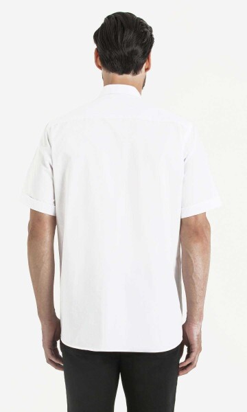 Kısa Kol Beyaz Klasik Gömlek - 4