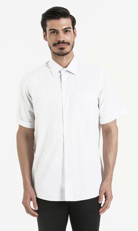 Kısa Kol Beyaz Klasik Gömlek - 6