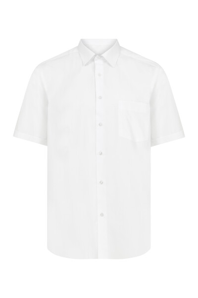 Beyaz Kısa Kol Klasik Gömlek - 1