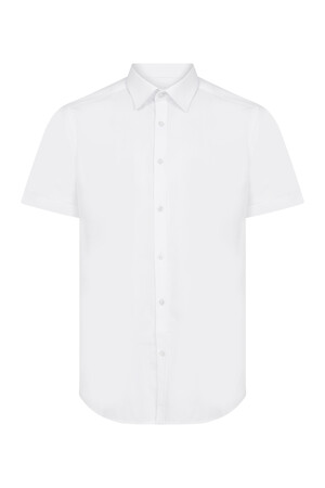 Beyaz Slim Fit Kısa Kol Gömlek - Thumbnail
