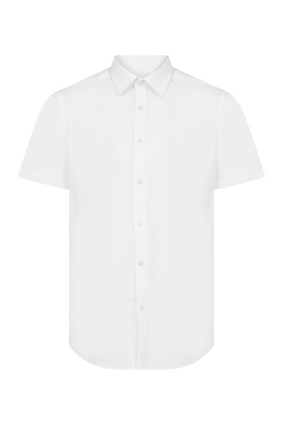 Beyaz Slim Fit Kısa Kol Gömlek - 1