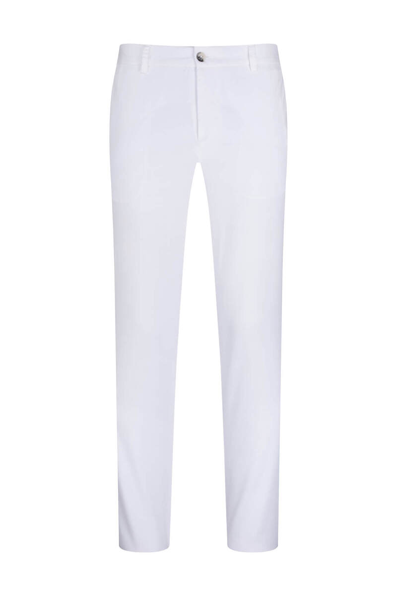 Beyaz Rahat Kesim Yandan Cepli Jogger Pantolon - Saykı