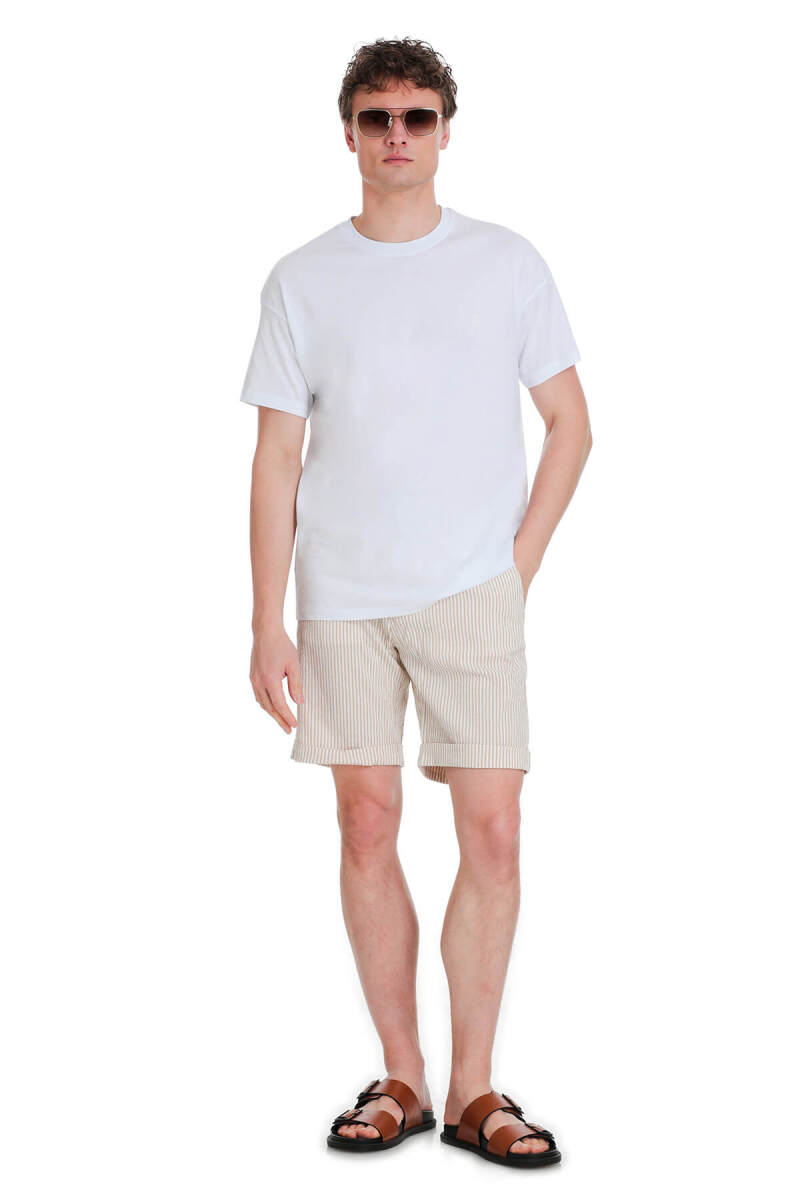 Beyaz Regular Fit 100% Pamuk Bisiklet Yaka Oversize Tişört - HTML (1)