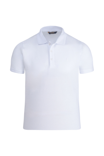 Beyaz Regular Fit 100% Pamuk Polo Yaka Tişört 