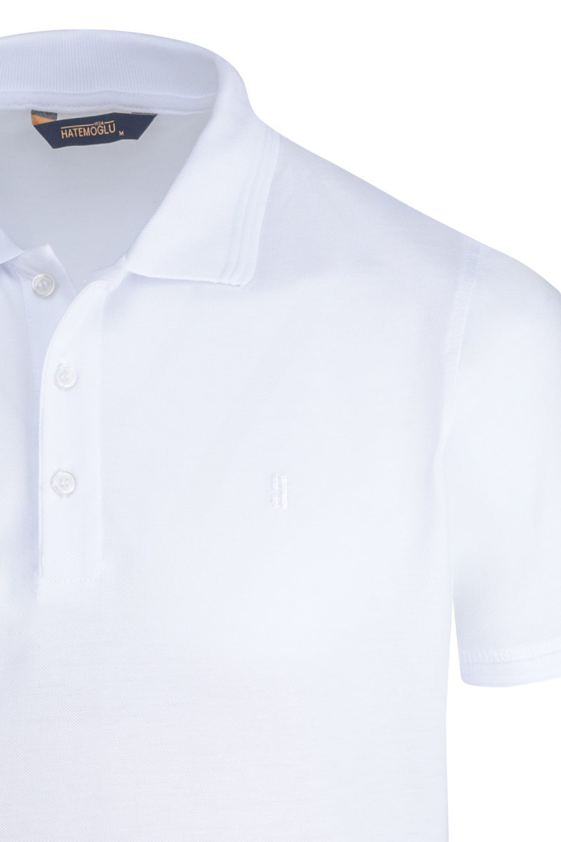 Beyaz Regular Fit 100% Pamuk Polo Yaka Tişört - Hatemoğlu (1)