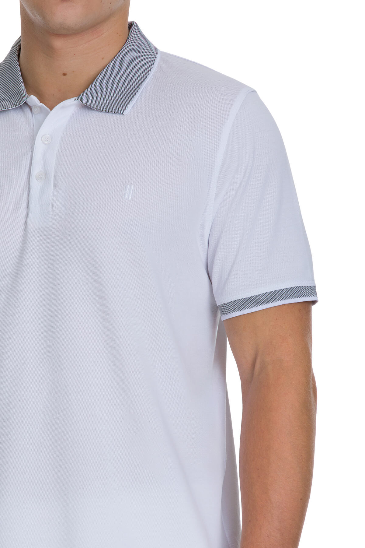 Beyaz Regular Fit 100% Pamuklu Polo Yaka Tişört - 2